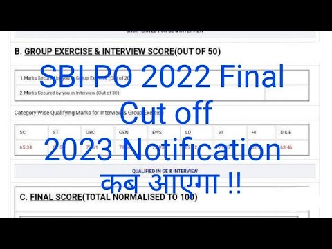 SBI PO 2022 Final Cut off II SBI PO 2023 Notification!!