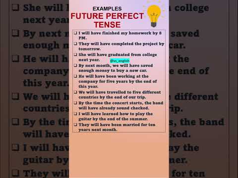 Future Perfect Tense -Structure with examples #futuretense #futureperfecttense #shorts VS ENGLISH