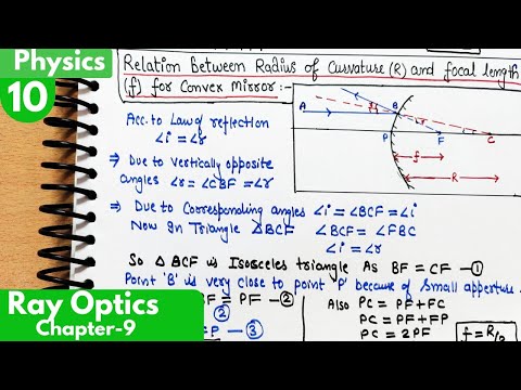 10) Relationship between Radius of curvature (R) and focal length (f) for convex mirror| Ray Optics