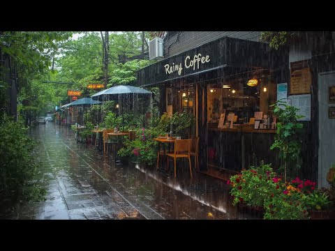 Experience Calm and Relaxation with the Sound of Rain Outside a Street Café | Rain Sounds for Relax