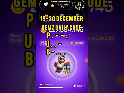 Today's Gemz daily code | gemz daily code 19-20 December  | 19-20 December gemz Combo cards