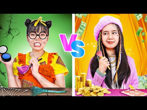 Poor Student Vs Rich Student With One Colored Makeover Challenge! - Funny Stories About Baby Doll