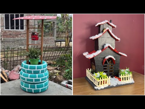 Creative DIY Projects: Tire Planter & Miniature Cardboard House