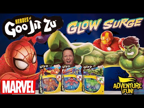 Marvel Heroes of Goo Jit Zu Spider-Man, Hulk, Iron Man Glow Surge AdventureFun Toy review!