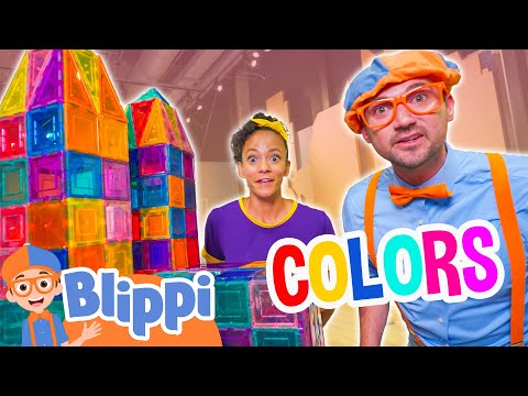 Blippi and Meekah Build Color Blocks 🟥 Learning Colors | Kids TV Show | Educational Videos for Kids