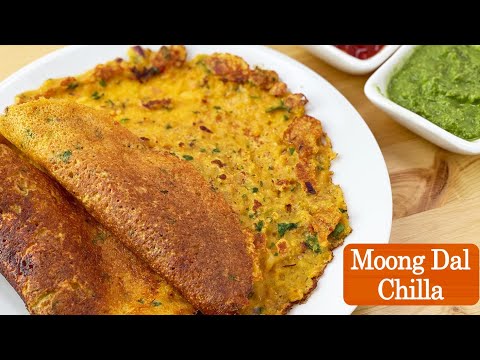 Moong Dal Chilla - with Vegetables - Healthy Breakfast Recipe for Kids - Moong Dal Ka Cheela