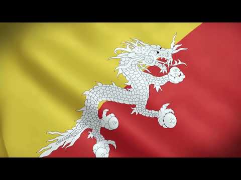 [10 Hours] Bhutan Flag Waving - Video & Audio - Waving Flags