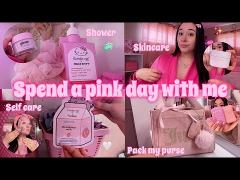 A PINK DAY IN MY LIFE ♡ | hygiene routine, skincare, makeup, pack my purse, Ulta, & car clean out