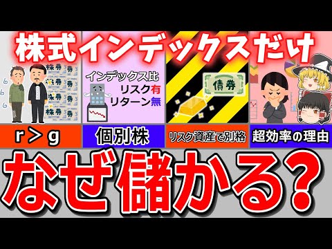 【99%が知らない】株式インデックスのリターンが他の資産より圧倒的に高い理由と、リスクの特性を解説！【投資手法】