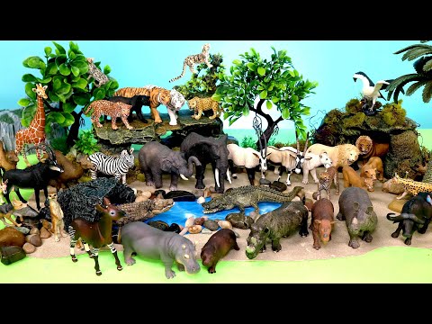 Waterhole Diorama Sets for Safari Animals and Dinosaur Figurines