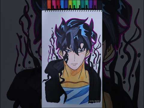 Anime sung Jin woo with markers  #sungjinwoo #anime #shorts