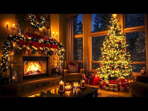 Traditional Christmas Ambience 🎄Cozy Fireplace Sound 🔥Christmas Wonderland