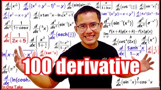 100 calculus derivatives (ultimate derivative tutorial)