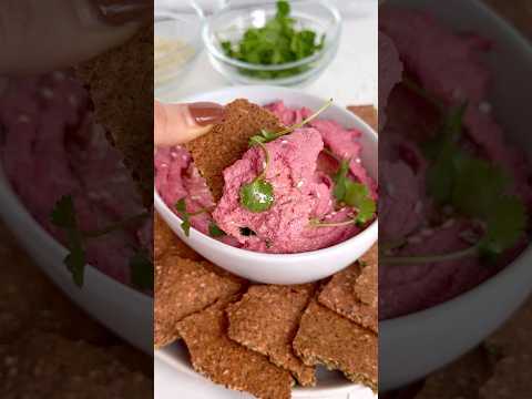 Homemade crackers and beetroot cream cheese #healthysnack #snackrecipe #easyrecipe