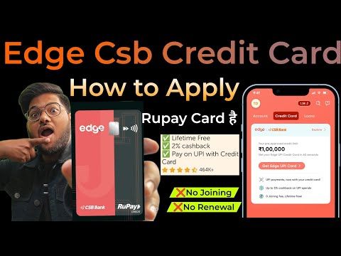 Edge CSB Bank RuPay Credit Card 2024 Apply Process| Benifits of Edge Csb Credit Card | lifetime free