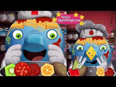 Kids learn different shapes 🔺 with the Messy Kitchen Shape Monster App🔶