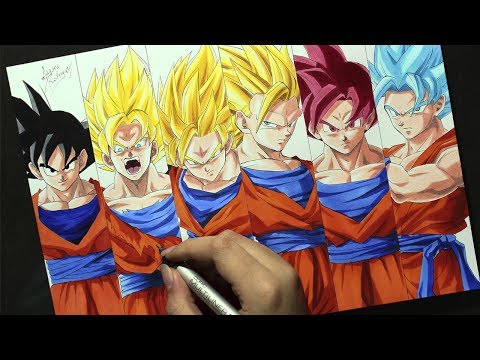 Speed Drawing - GOKU TRANSFORMATIONS [Dragon Ball Z]