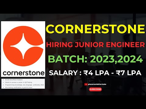 Junior Engineer Role at Cornerstone | Kickstart Your Career in Pune, India!