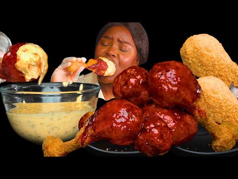 ASMR 2X SPICY NUCLEAR FIRE FRIED CHICKEN & CREAMY ALFREDO SAUCE MUKBANG |Eating Sounds| Vikky ASMR