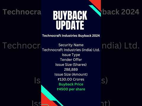 Technocraft Industries Buyback 2024 | 17% Premium | #buyback #buyback2024  #srtrader