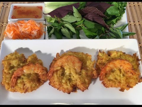 How To Make Banh Tom-Shrimp Sweet Potato Fritters-Vietnamese Food Recipes