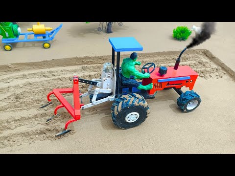 creative diy diorama making mini grass chopping machine | mini tractor | @Acrofter1