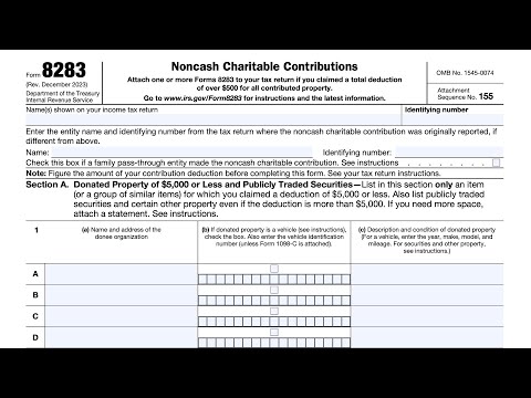 IRS Form 8283 walkthrough (Noncash Charitable Contributions)