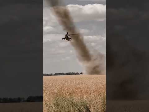 Ukrainian army aviation Mi-24V firing rockets. #mi24 #helicopter #attackhelicopter #war #ukraine