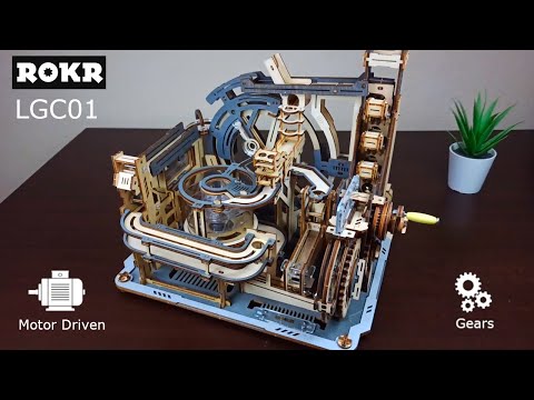 ROKR LGC01 Marble Run SPACEPORT, with motor drive. wooden 4d puzzle. (Build & Review)