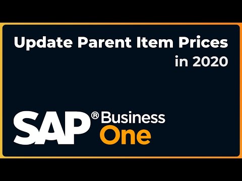 How to Updated Parent Item Prices | SAP Business One 2020