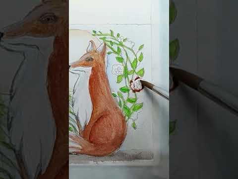 Fox and The Bird  #shorts #watercolorpainting