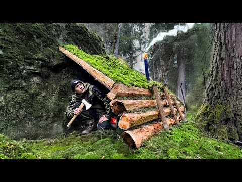 BUILDING Warm and Cozy SURVIVAL SHELTER | Wood Stove Cooking