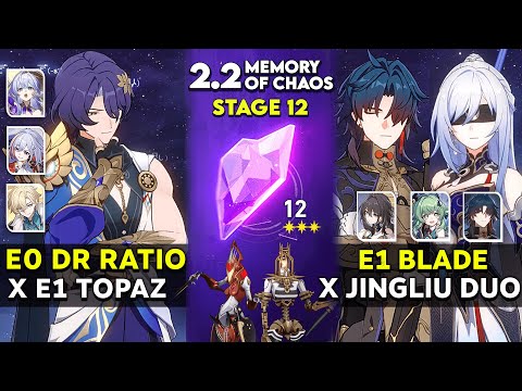 E0 Dr Ratio x Topaz & E1 Blade x Jingliu Duo DPS | MOC 12 v2.2 | Honkai Star Rail.