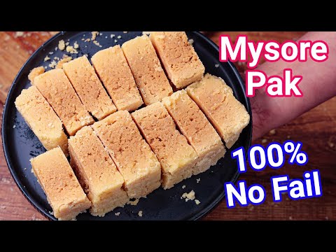 Mysore Pak Recipe with Secret Tips & Tricks Halwai Style | Homemade Ghee Mysore Pak - No Fail Recipe