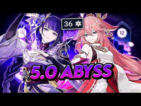 Inazuma Girls Raiden & Yae Miko Destroy Spiral Abyss 5.0 Floors 9-12! 36 Stars Clear! Genshin Impact