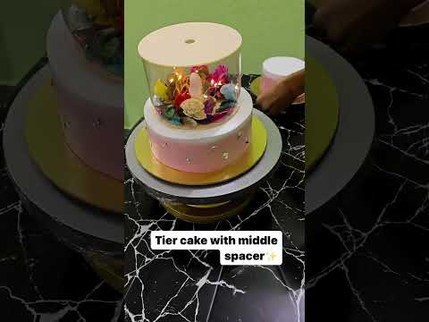 3 Tier cake with spacer ✨ #ytshorts  #Dreamycakehouse #cake #cakelover #weddingcake #homebaker