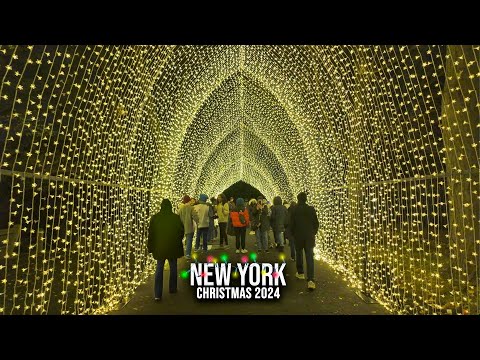 NYC Christmas Walk 2024 ✨ NYC’s BEST Christmas LIGHT SHOW Brooklyn Botanic Garden Lightscape Tour 4K