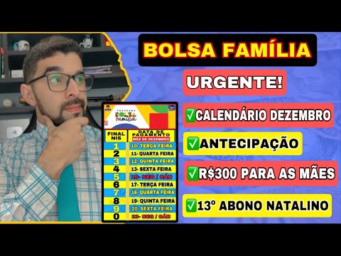 BOLSA FAMÍLIA DEZEMBRO: CALENDÁRIO OFICIAL, ANTECIPAÇÃO, R$300 PARA AS MÃES? 13º DO BOLSA FAMÍLIA