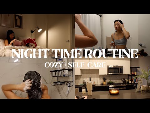 MY SELF CARE NIGHT TIME ROUTINE🧖🏻‍♀️ | haircare, chill, productive