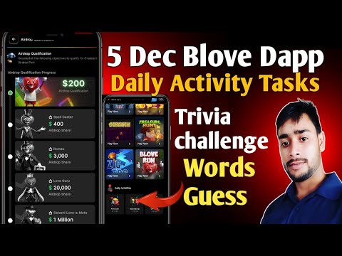 5 Dec Blove Dapp Trivia challenge | BLove Dapp words guess combo today | BLove Dapp daily activity