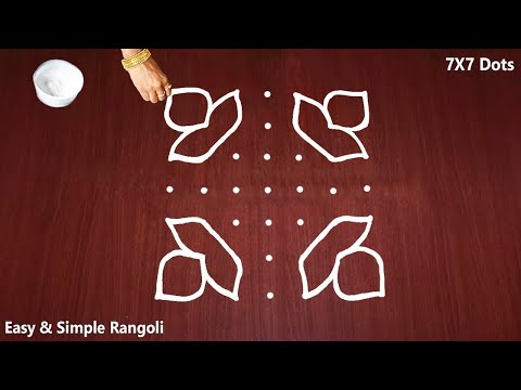 Divali Muggulu 🌺 Deepavali Rangoli with dots 🌺 7 to 7 Kolam 🌺 Easy & Simple Rangoli designs