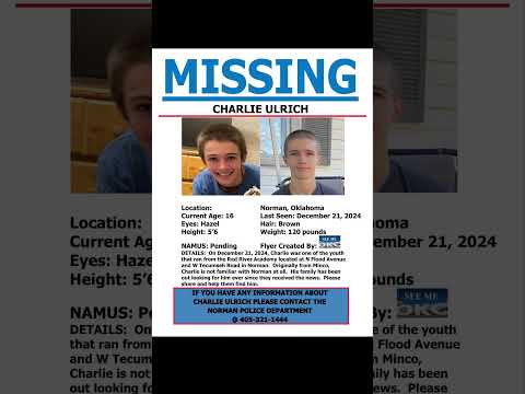 16 YEAR OLD CHARLIE ULRICH IS MISSING FROM NORMAN OKLAHOMA!!!  HELP BRING HIM HOME SAFE!!!