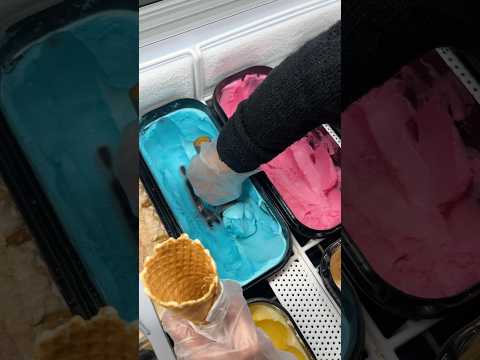 Bubblegum Ice Cream Scooping on a waffle cone #dessertlovers #gelato #tasty #yummy #foodlover