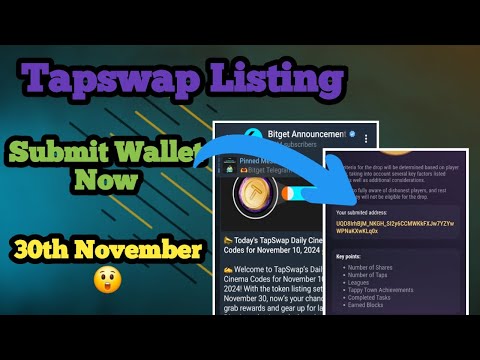 Tapswap Allocation Update | Tapswap Wallet Submit | Tapswap listing date 30th November