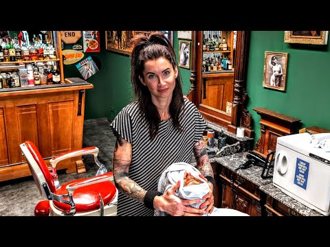 Most relaxing trim, shave and massage from Ladybarber Sarah. Lean back an relax [ASMR]