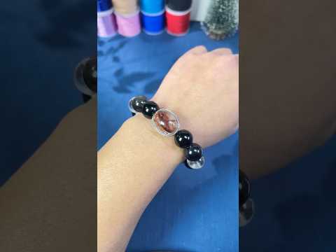 Make a silver obsidian bracelet.#diy #handmade #crystal #beadedjewelry #bracelet