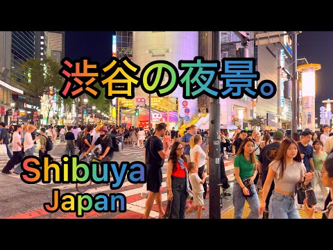 [4K 60 fps]  渋谷の素晴らしい夜景。# Walking tour in Shibuya at night. Tokyo, Japan.