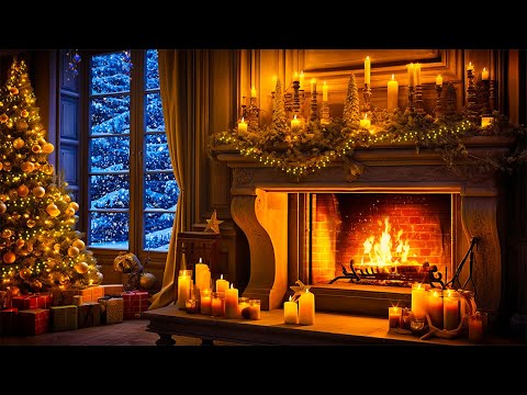 Fireside Christmas Delight🔥🎄 Crackling Fireplace Sounds | Winter Wonderland