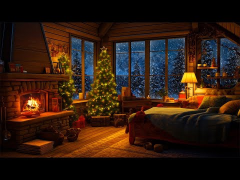 Relaxing Blizzard & Fireplace Sounds | Winter wonderland ASMR |  Tranquil Winter Sleep