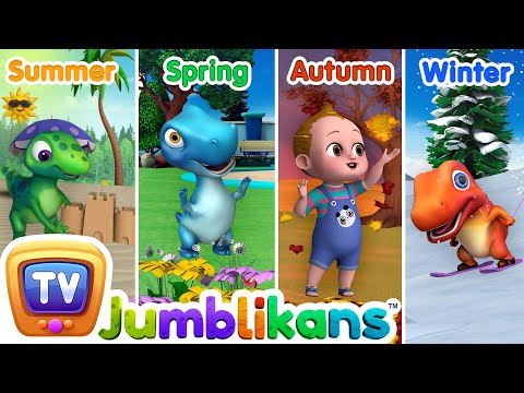 Dino Seasons Song! Learn About Spring, Summer, Fall, and Winter with Cute Jumblikans Dinosaurs